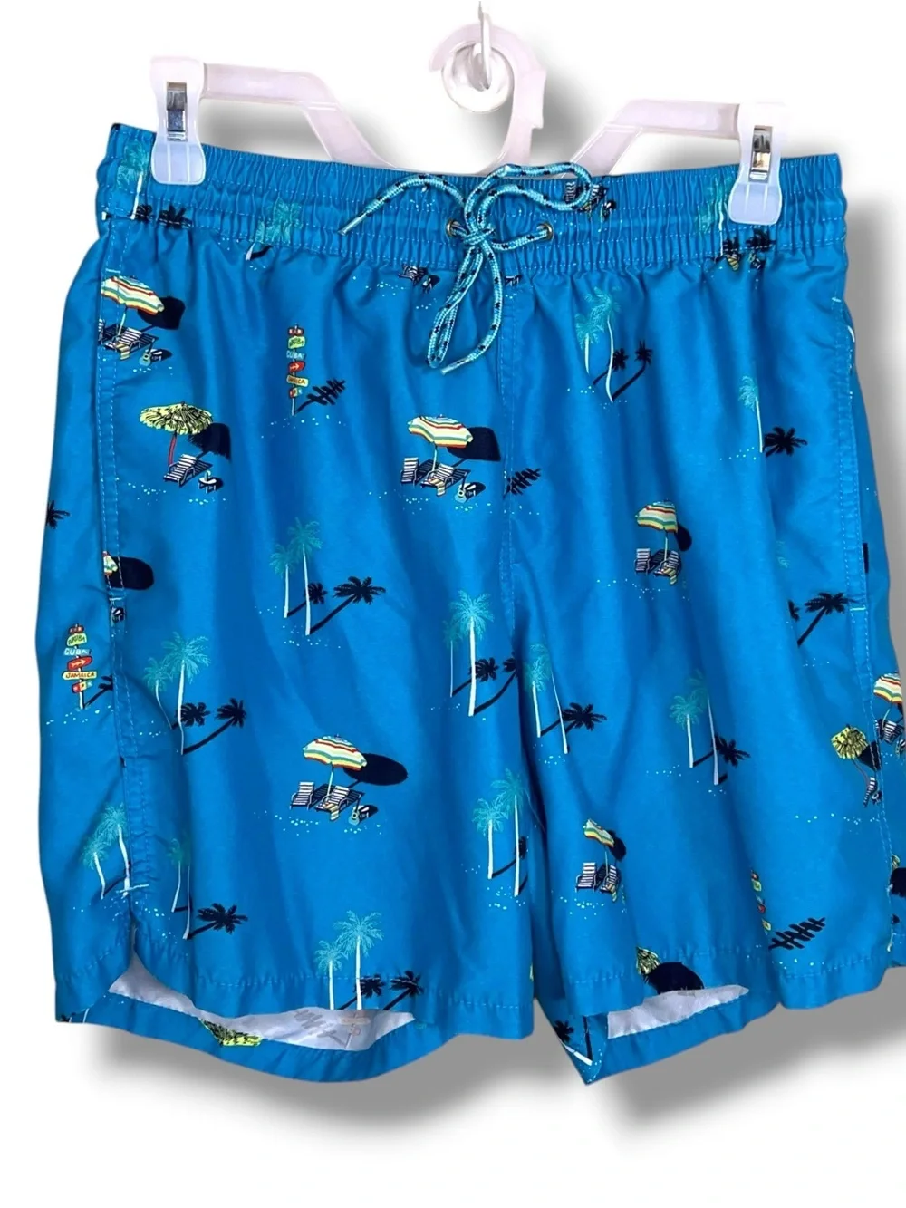 Medium Goodfellow Swim Shorts Blue Tropical Print Colorful Lined Mesh